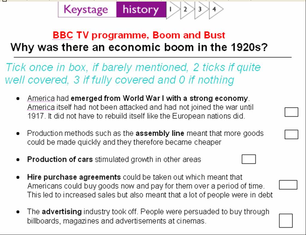 Why Was There A Boom In The Us Economy In The 1920s Keystage History 1895